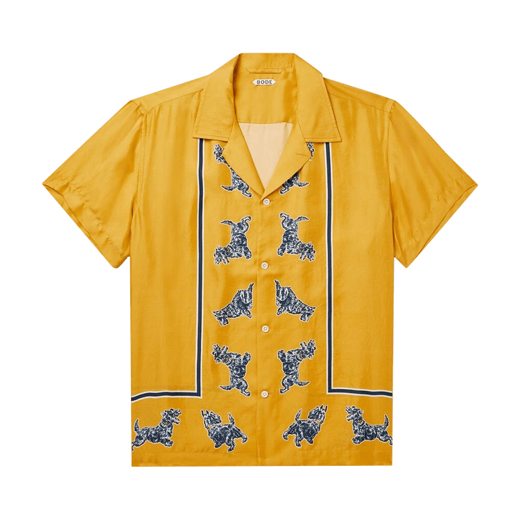 Bode Running Scottie Short-Sleeve Shirt "Black/Yellow"