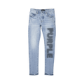 PURPLE BRAND Halftone Wordmark Jeans "Light Indigo"
