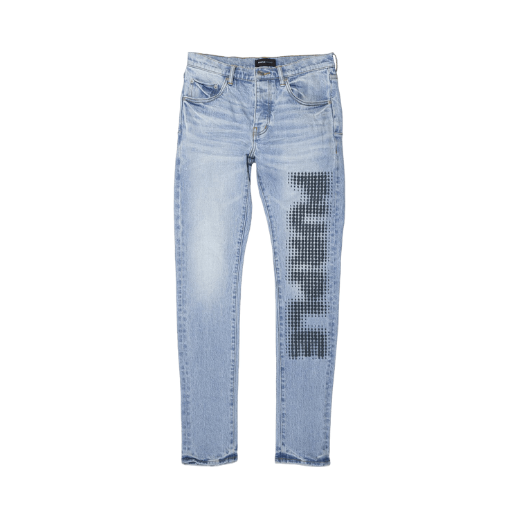 PURPLE BRAND Halftone Wordmark Jeans "Light Indigo"