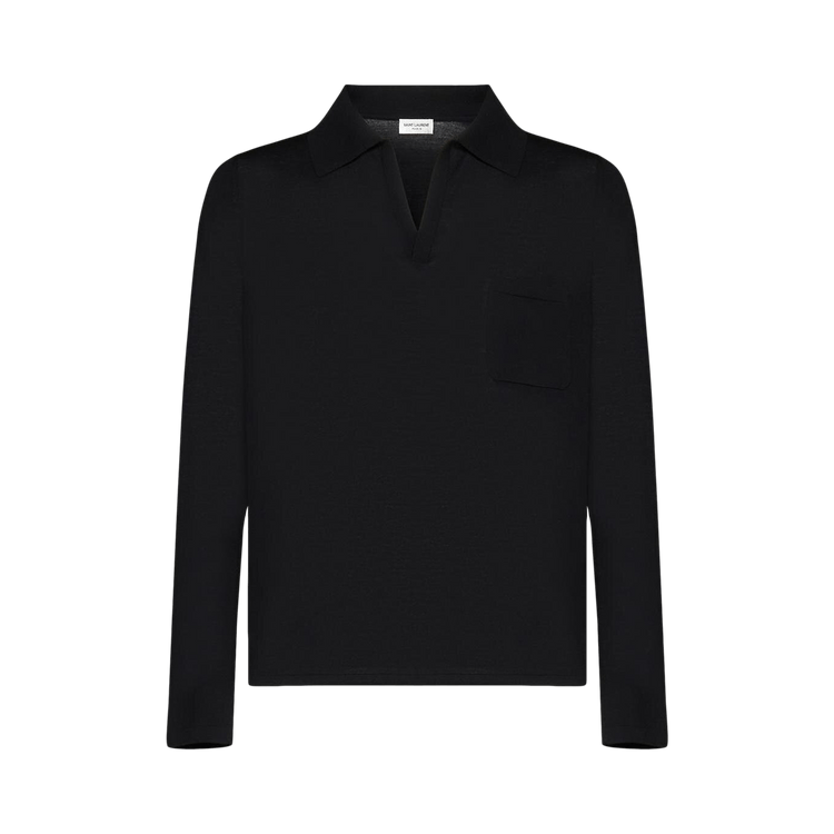 Saint Laurent Short-Sleeve Polo "Black"