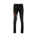 Amiri Multi Leather Staggered Logo Jean "Faded Black"