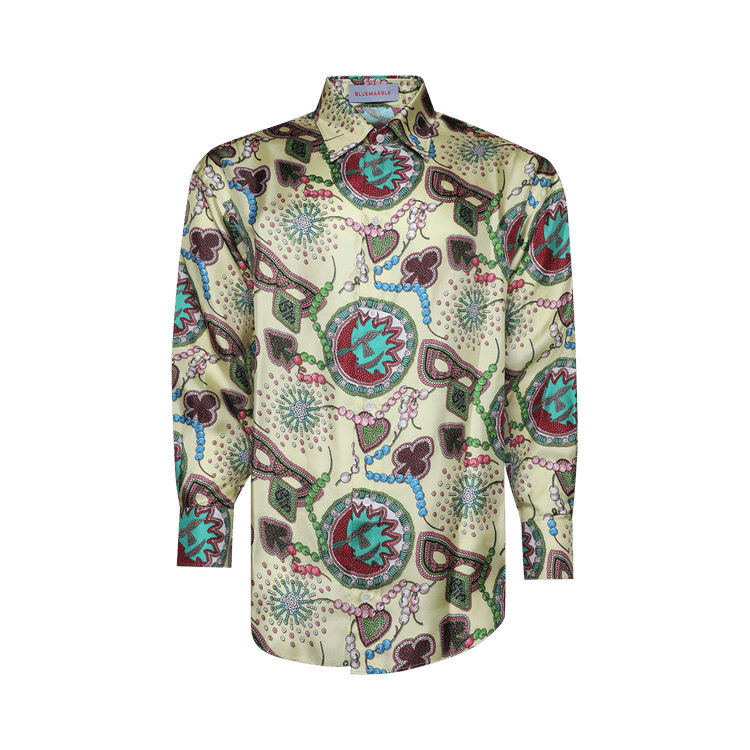 BLUEMARBLE Classic Printed Silk Twill Shirt "Yellow Yellow"