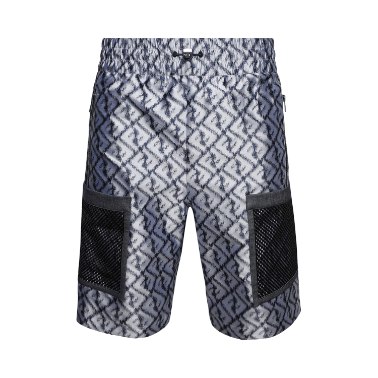 Fendi Embroidered Polyester Bermuda Shorts "Zucca Blue"