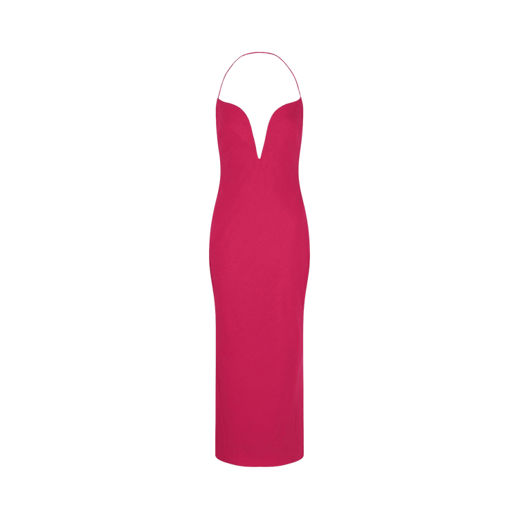 Givenchy Wool Dress with Plunging Neckline "Fuchsia"