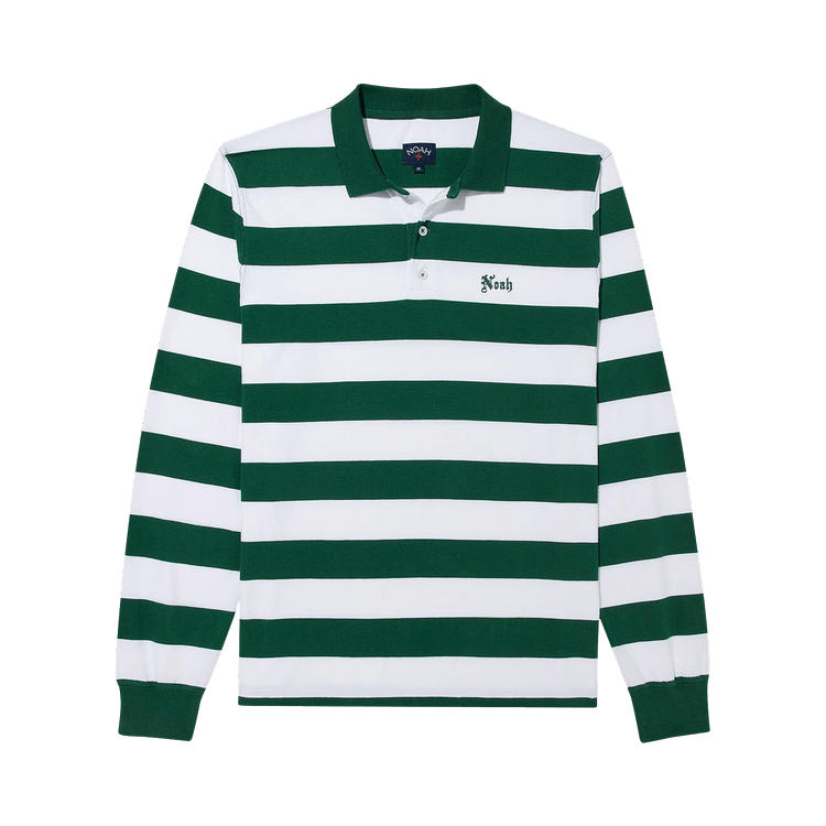 Noah Jersey Long-Sleeve Polo "Green/White"