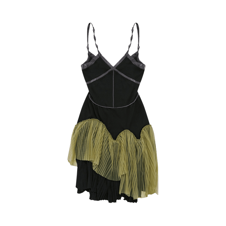 Kiko Kostadinov Galina Tulle Pleat Dress "Matte Black/Salvia/Onyx"