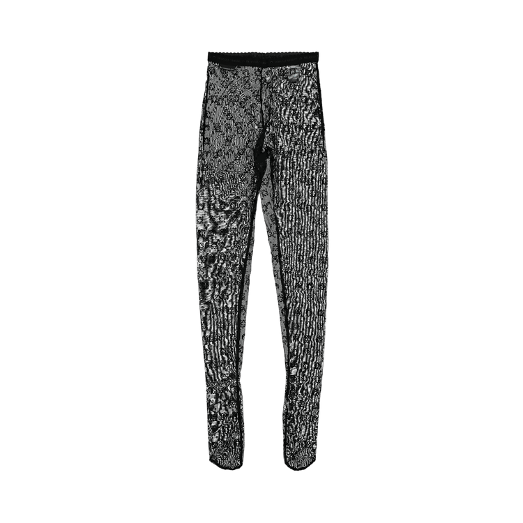 Marine Serre Regenerated Moonogram Mesh Flock Tights "Black"