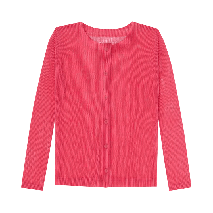 Pleats Please Issey Miyake Tatami August Cardigan "Bright Pink"
