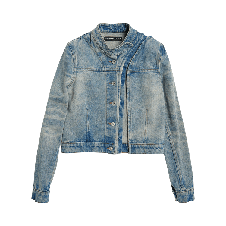 Y/Project Hook And Eye Denim Moto Jacket "Light Sand Blue"
