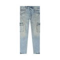 PURPLE BRAND Flare Cargo Pants "Worn Light Indigo"
