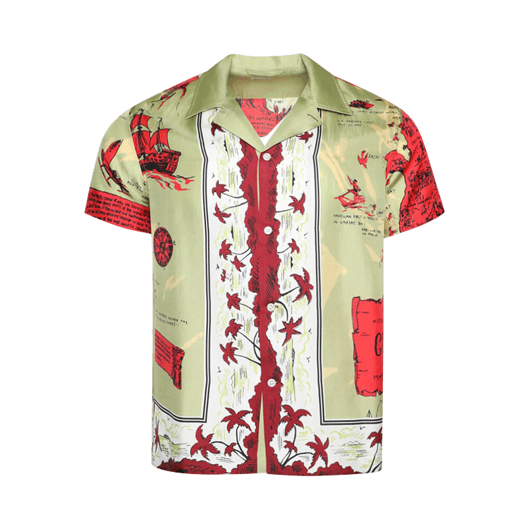 Bode Guam Short-Sleeve Shirt "Green/Red"