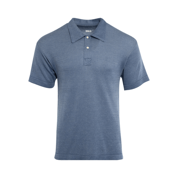 Visvim Short-Sleeve Knit Polo Shirt "Blue"