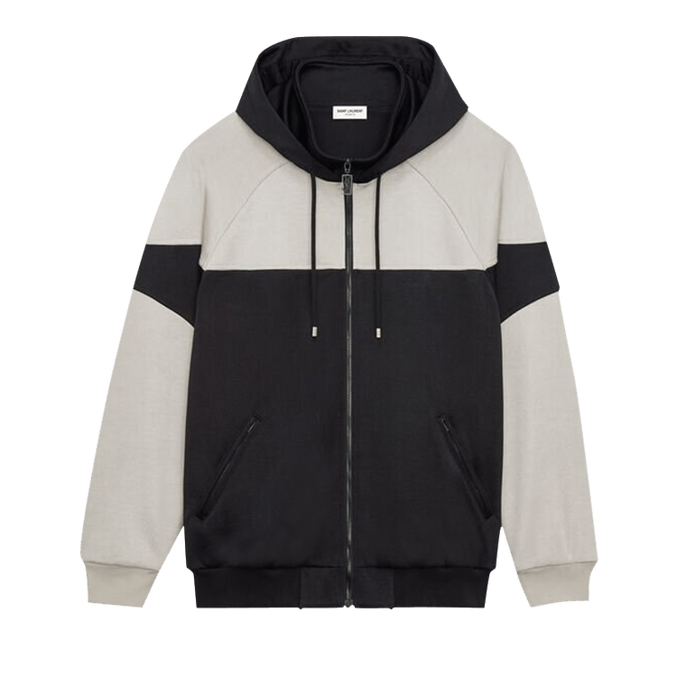 Saint Laurent Zip Up Hoodie "Black/Pearl"