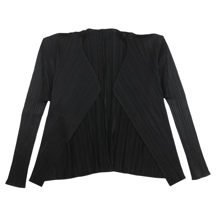 Pleats Please Issey Miyake Basic Pleated Cardigan "Black"