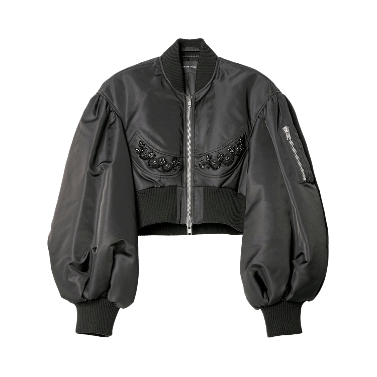 Simone Rocha Cropped Bomber Zip Up Jacket "Black"