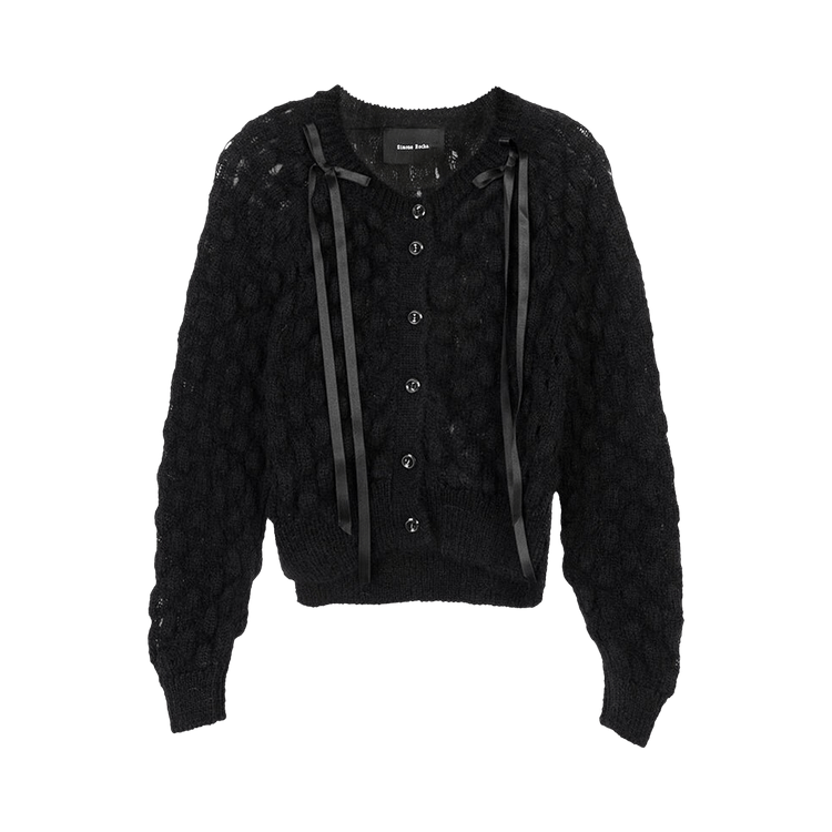Simone Rocha Long-Sleeve Bubble Knit Cardigan "Black"