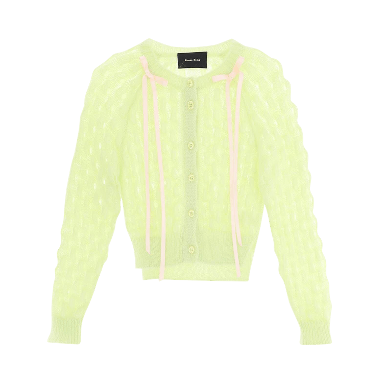 Simone Rocha Long-Sleeve Bubble Knit Cardigan "Green"