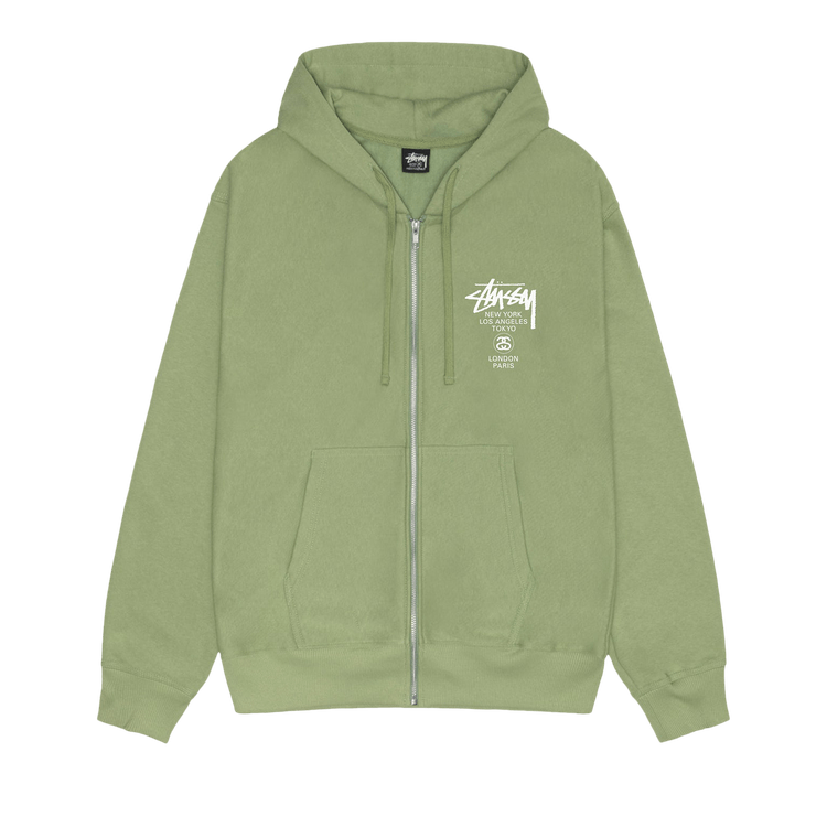 Stussy World Tour Zip Hoodie "Moss"