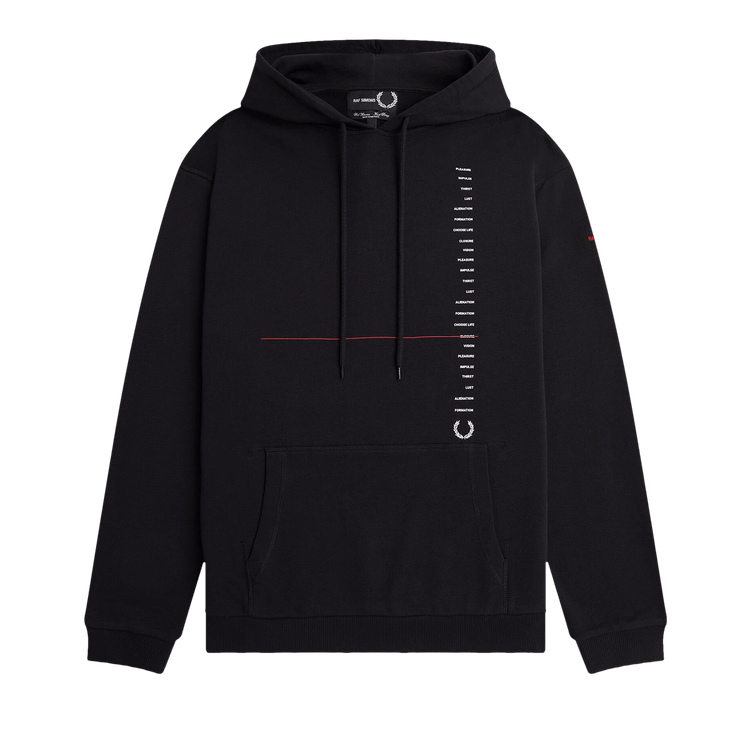 Fred Perry x Raf Simons Printed Hooded Sweatshirt "Black"
