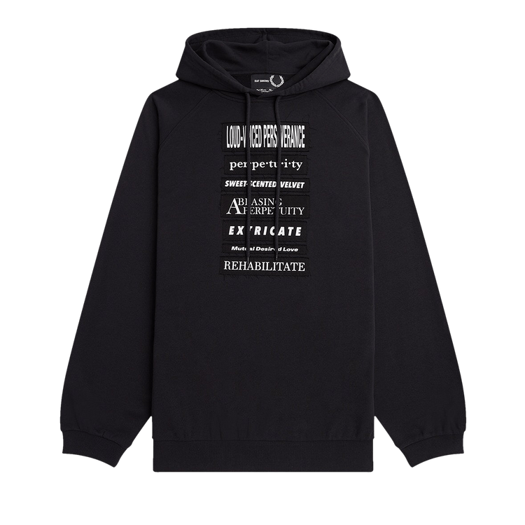 Fred Perry x Raf Simons Printed Patch Hooded Sweat "Black"