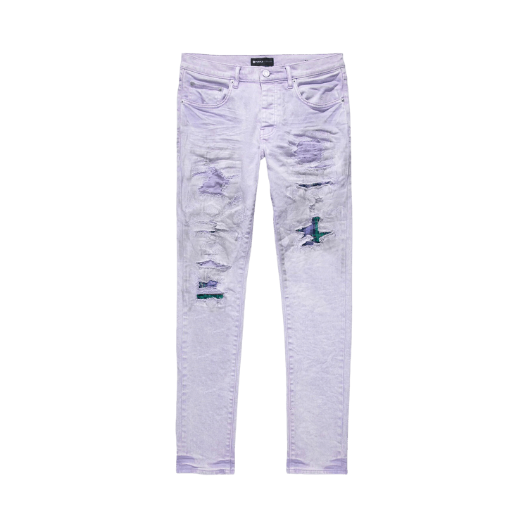 PURPLE BRAND Patch Repair Low Rise Jeans "White"