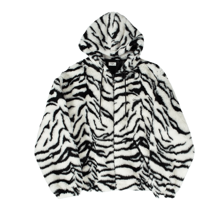 CELINE Oversized Fleece Jacket "Off White/Black"