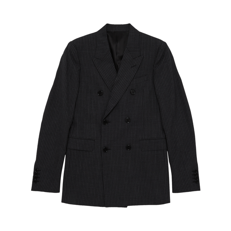 CELINE Double Breasted Pinstriped Wool Blazer "Navy"