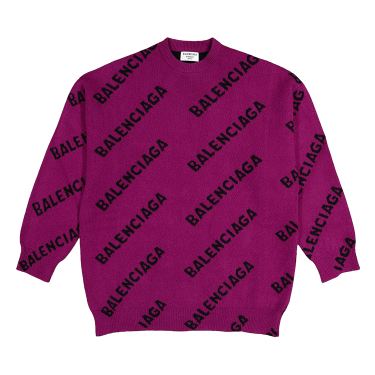 Balenciaga All Over Logo Sweatshirt "Fuchsia/Black"