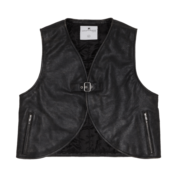 Courrèges Ellipse Leather Vest "Black"