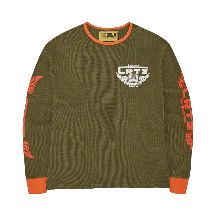 Corteiz Gasolina Waffle Long-Sleeve "Khaki/Burnt Orange"
