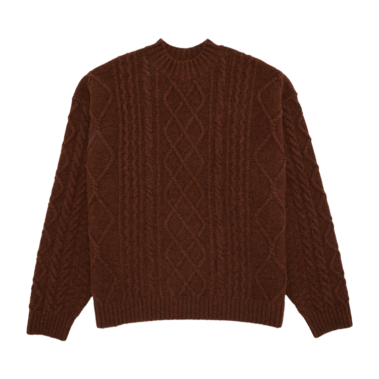Kapital Cable Knit Elbow Crew Sweater "Brown"