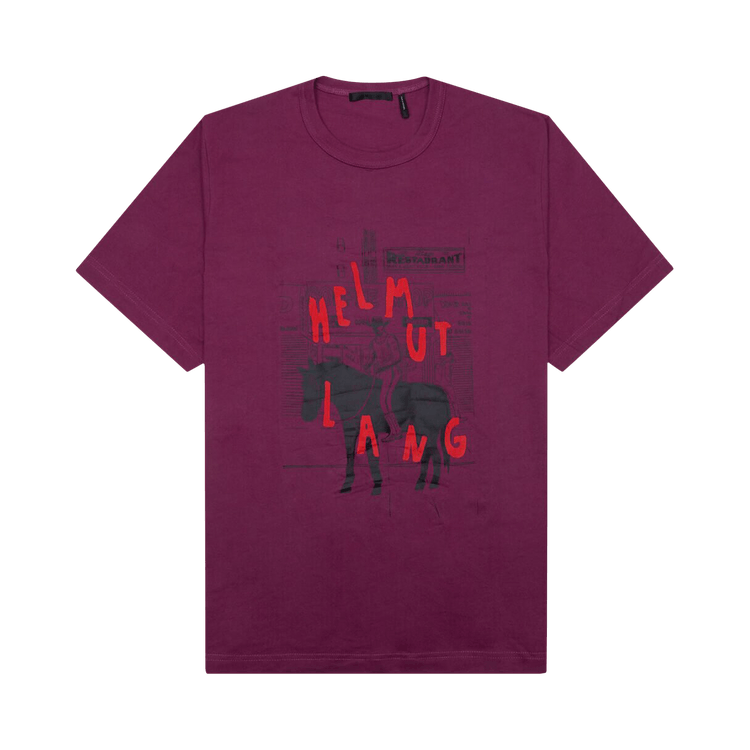 Helmut Lang Scribble Logo Tee "Raspberry"