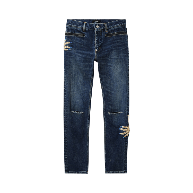 Undercover Bead Embroidered Denim Jeans "Indigo"