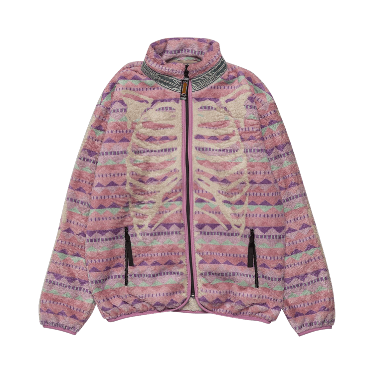 Kapital Ashland Bone Stripe Fleece Jacket "Pink"