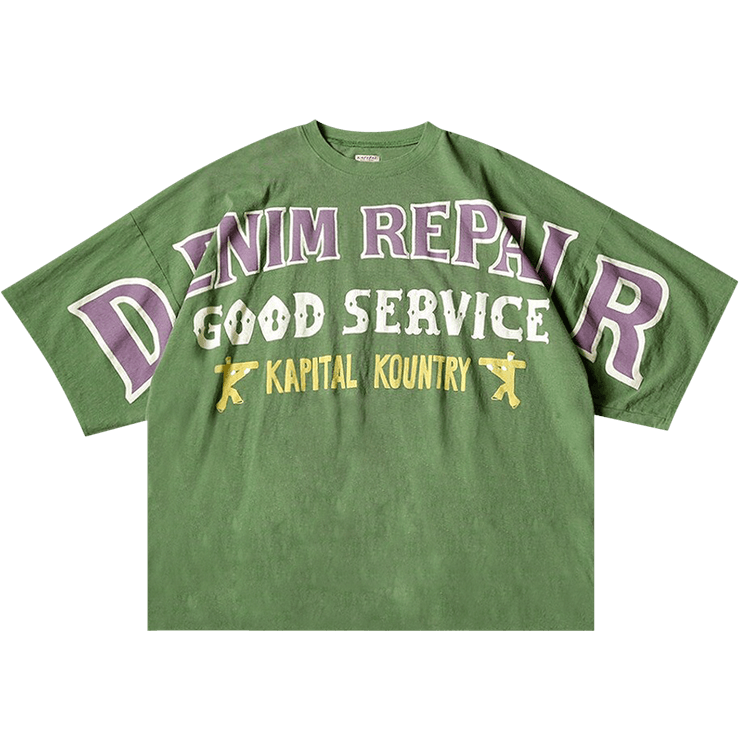 Kapital Denim Repair Huge Jersey T-Shirt "Green"