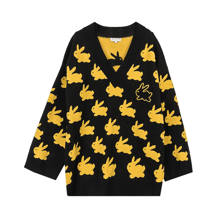 JW Anderson Bunny V Neck Jumper "Black/Yellow"