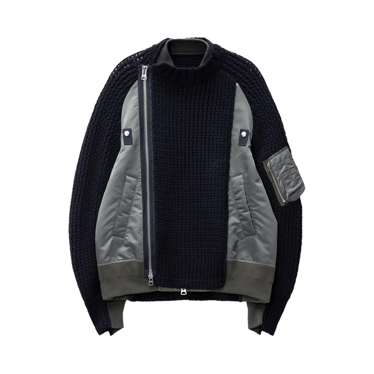 Sacai Nylon Twill Mix Blouson "Grey/Navy"