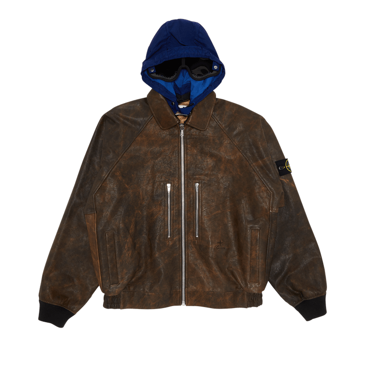 Supreme x Stone Island Leather Bomber Jacket "Brown"