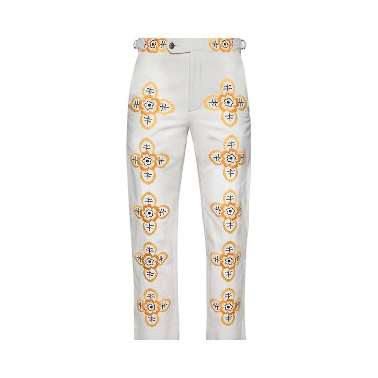 Bode Embroidered Buttercup Trouser "Ecru/Multicolor"