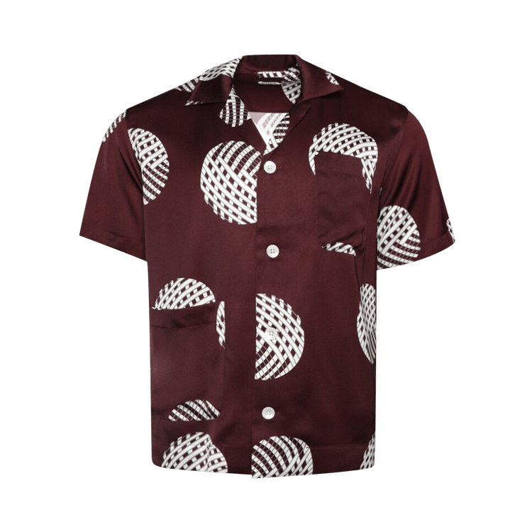 Bode Lattice Sphere Short-Sleeve Shirt "Burgundy"