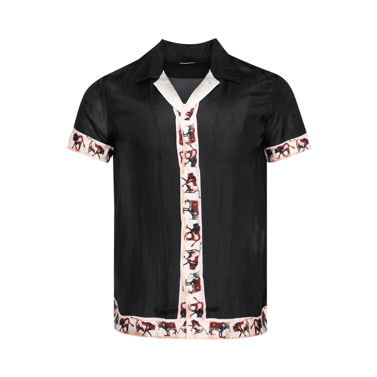 Bode Taureau Short-Sleeve Shirt "Black"