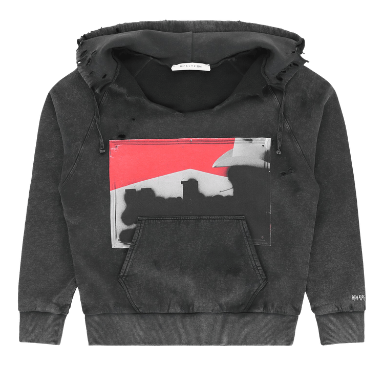 1017 ALYX 9SM Destroyed Mark Flood Box Hoodie "Black"