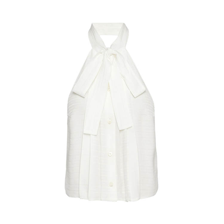 Prada Crêpe De Chine Jacquard Top "White"