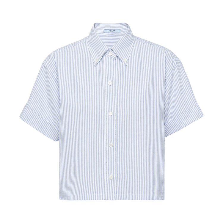 Prada Short-Sleeved Oxford Shirt "White/Bright Blue"