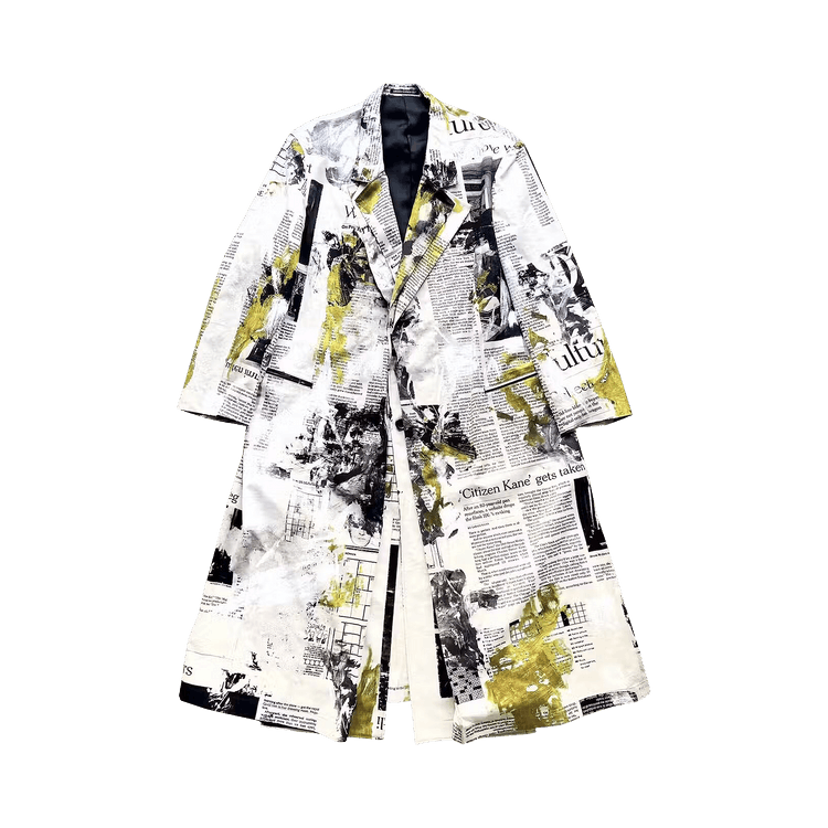 Yohji Yamamoto x Yuuka Asakura Newsprint Trench Coat "White"