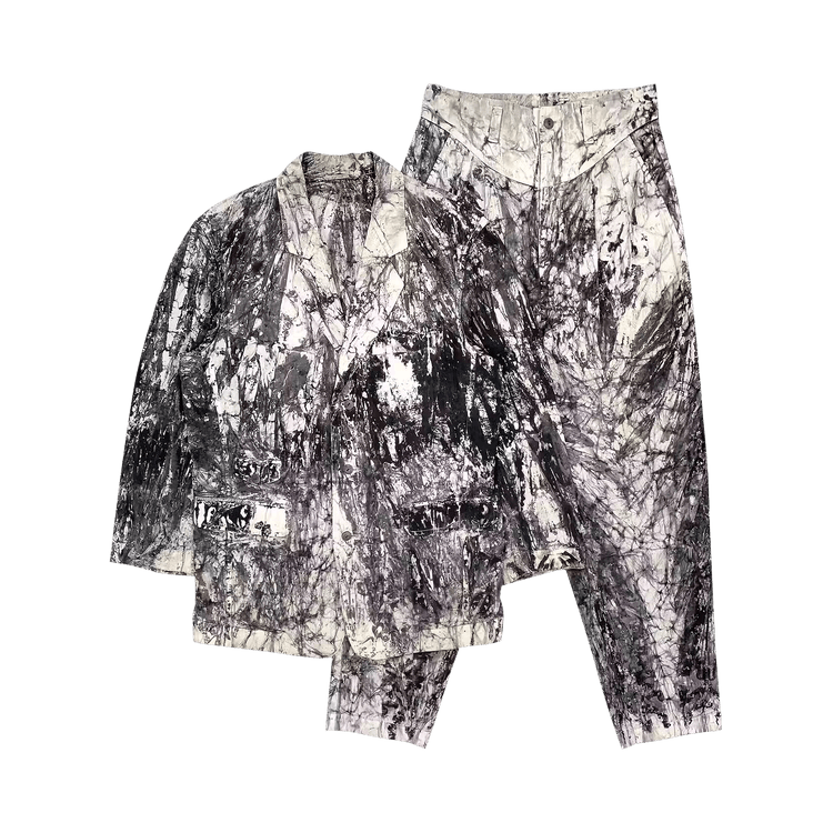 Vintage Issey Miyake Suminagashi Dyed Suit "Black Dye"
