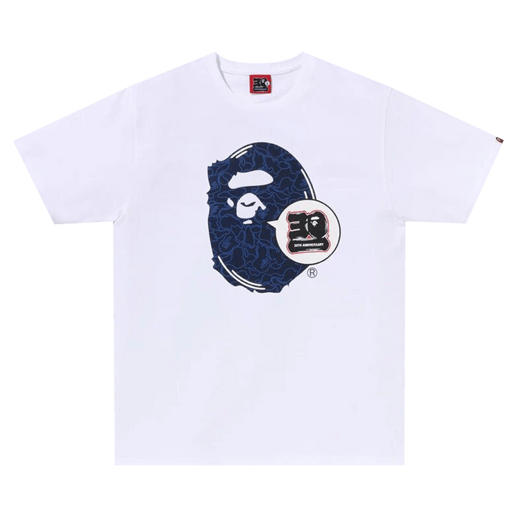 BAPE 30th Anniversary Ape Head Tee "White/Navy"