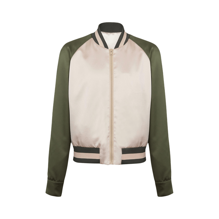 Balmain Signature Satin Bomber "Ivory/Khaki"