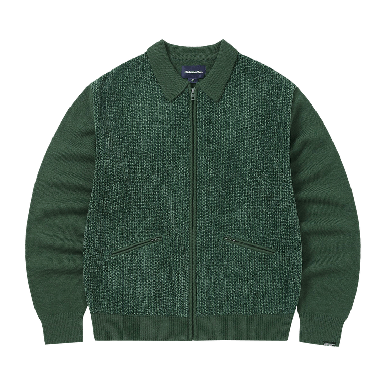 thisisneverthat Velvet Knit Zip Polo "Green"