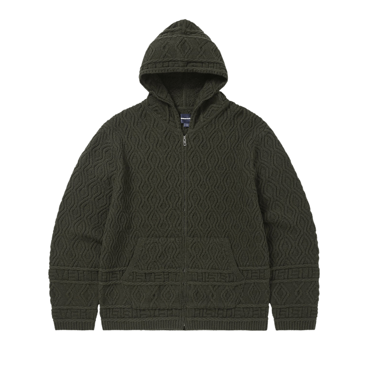 thisisneverthat Cable Knit Zip Hoodie "Olive"